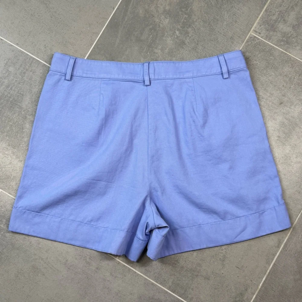 J.Crew Factory Women’s pleated high rise blue cotton shorts size 12 - Picture 7 of 10